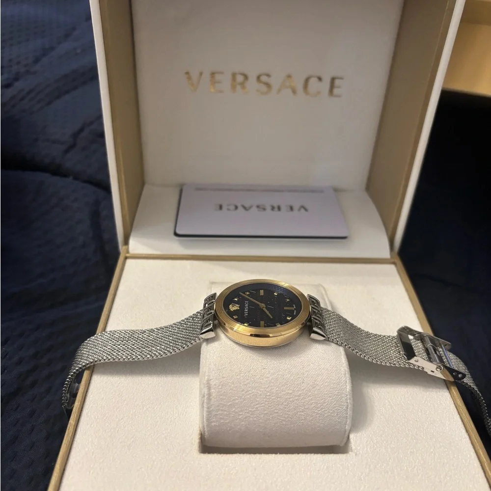 Versace women’s Gold and Silver Mesh Watch new with box